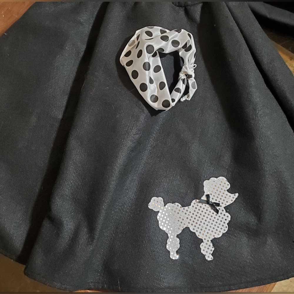 Stylish Black Skirt with Polka Dot Poodle Design